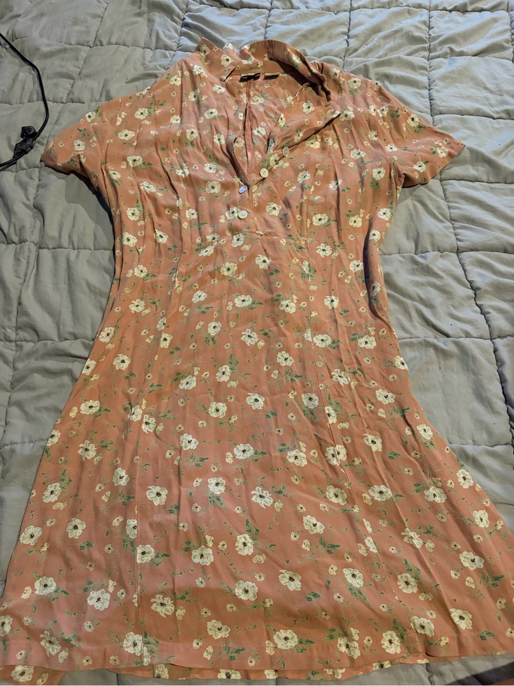 GAP Dusty Rose Floral Short-Sleeve Button Dress- vintage